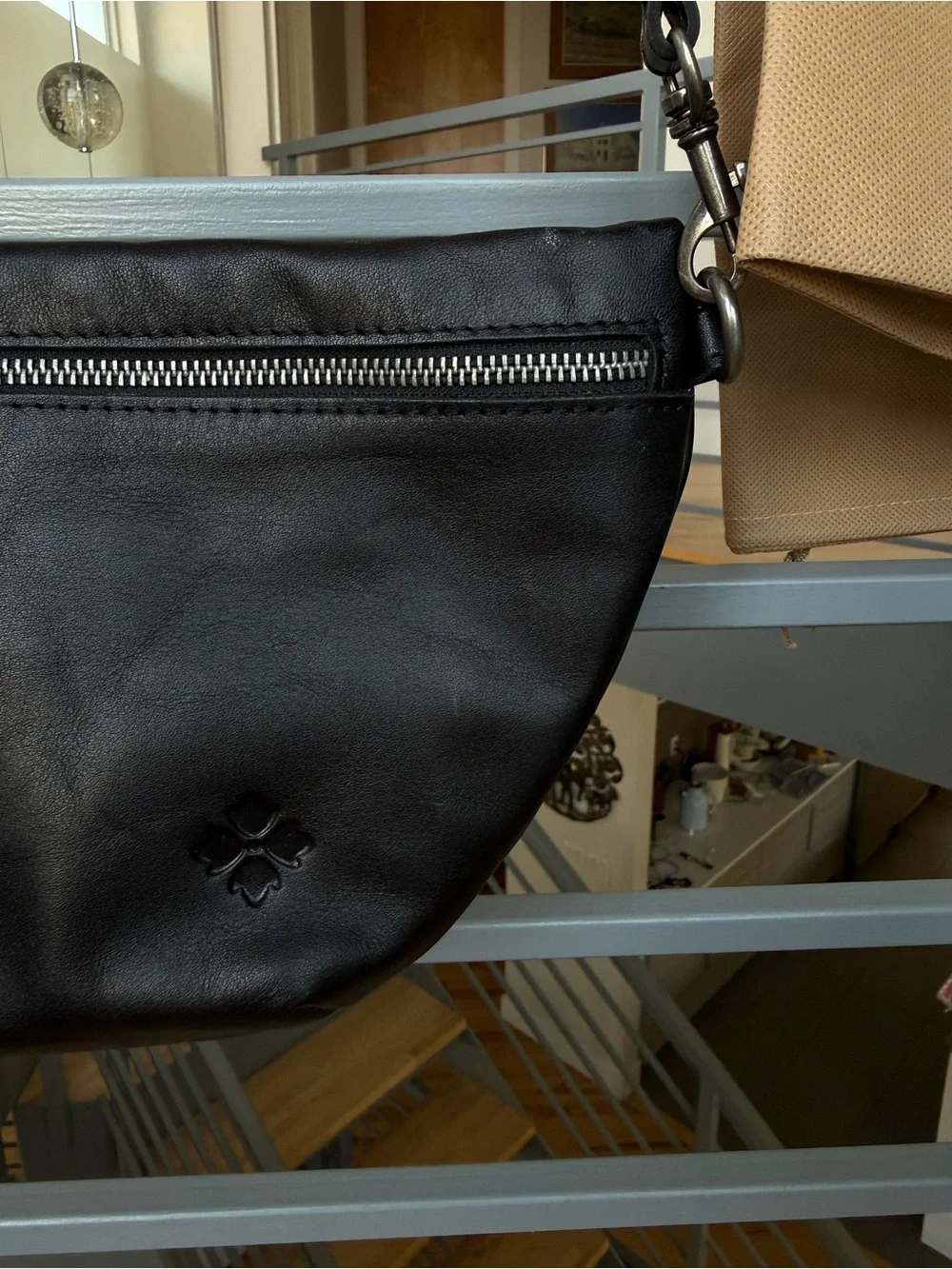 Patricia Nash Black Leather Messenger Crossbody Bag